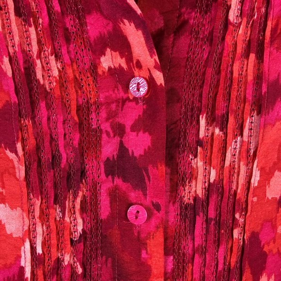 Coldwater Creek Lightweight Watercolor Beachy Floral Button up Artsy Tunic Top - Picture 6 of 10